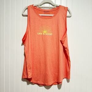 Life Is Good Active Tank Coral Sunburst Size XXL